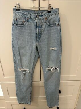 Levi's Light Blue Relaxed Fit Distressed Jeans